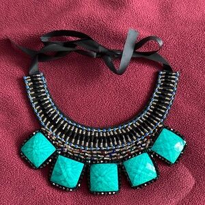 Elegant Black and Turquoise Statement Necklace statement necklace